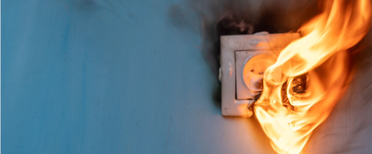 electrical plug on fire