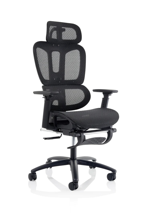 View Ergonomic Mesh Office Chair With Footrest Sprung Backrest Breathable Mesh Backrest Seat Seat Height Adjustment Backrest Recline Horizon information