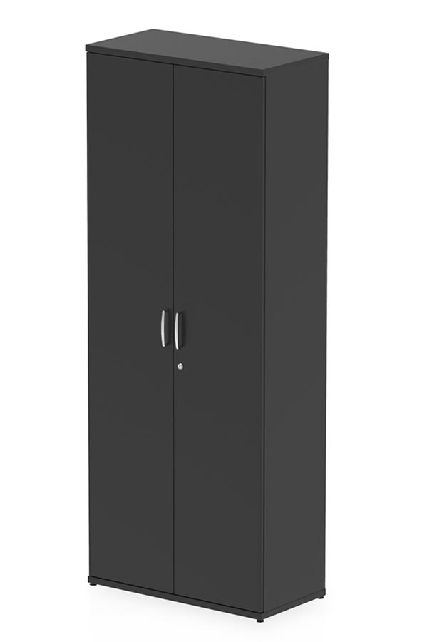 View Optima Black Tall Office Cupboard Crafted From Solid MFC 25mm Thick Top Adjustable Shelves Adjustable Feet Lockable Double Doors With Key information