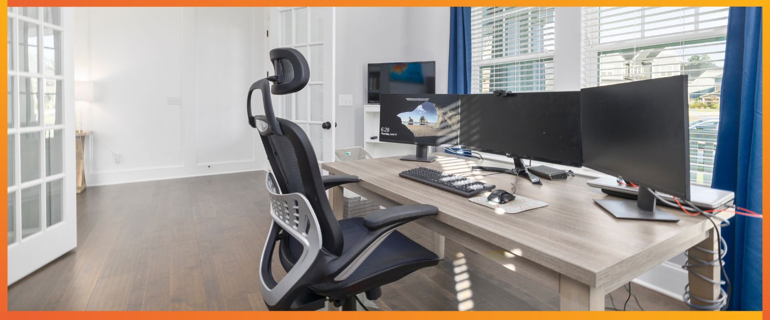 office chair in a home office with a headrest