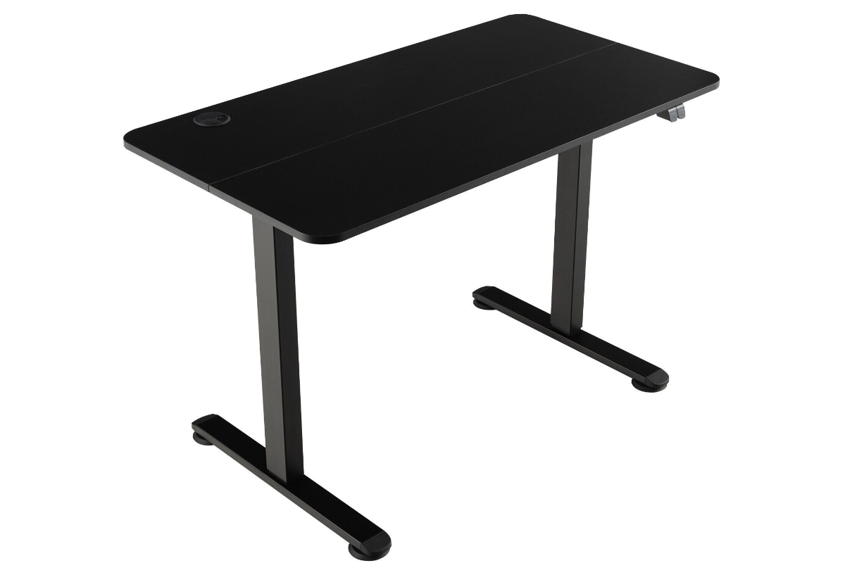 View Electric Height Adjustable Sit Stand Rectangular Office Desk in Black or Light Wood Finish 2 Button Controller 110cm x 60cm 80kg Weight Capacity information