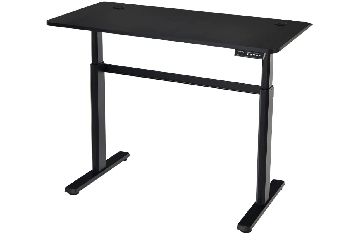 View Electric Height Adjustable Sit Stand Rectangular Office Desk in Black Finish 120cm x 73cm x 60cm 80kg Weight Capacity Robust Aluminium Adjustabl information