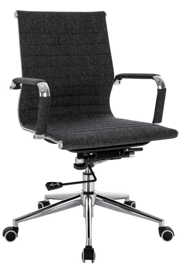 View Grey Fleck Fabric Modern Contemporary Office Chair Chrome Loop Arms Chrome Frame Base Easy Glide Wheels Aura information