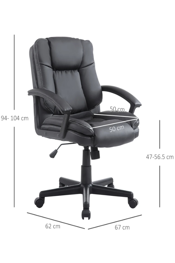 Digby Black PU Leather Executive Office Chair Deeply Padded