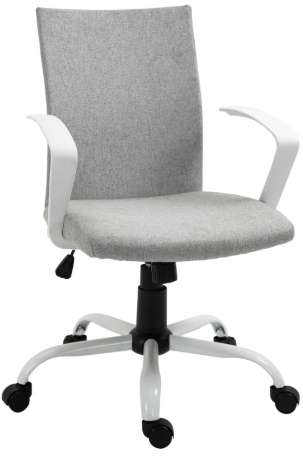 View Burlington Fabric Office Chair white frame with light grey linenlook fabric Fixed Arms Easy selfassembly 13 working days delivery information