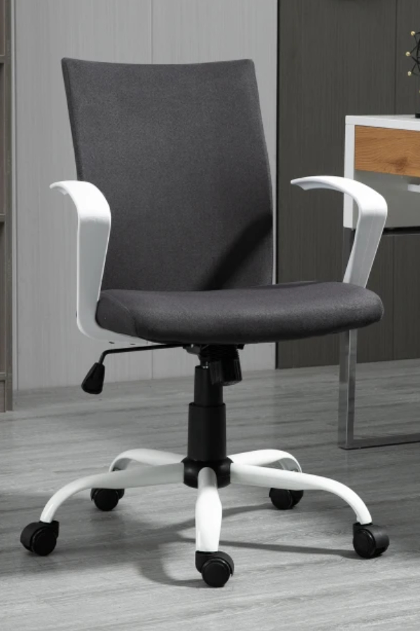 Burlington Fabric Office Chair Grey Fabric White Frame