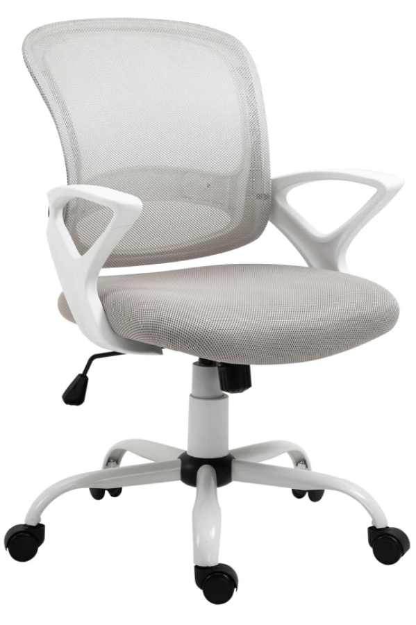 View Atom White Mesh Office Chair Modern Deeply Padded Seat White Breathable Mesh Integral Lumber Support Recline Tension Control information