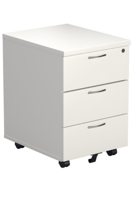 View White 3 Drawer Office Mobile Drawer Storage Pedestal Fully Lockable Box Drawers Two Keys Easy Glide Fully Extending Drawers Kestral information