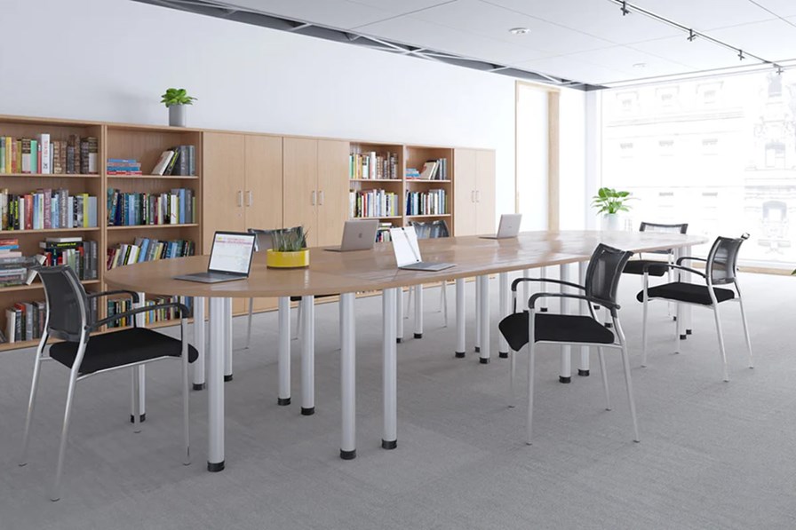 Norton Oak Semi-circle Table 1600 Box Frame Leg