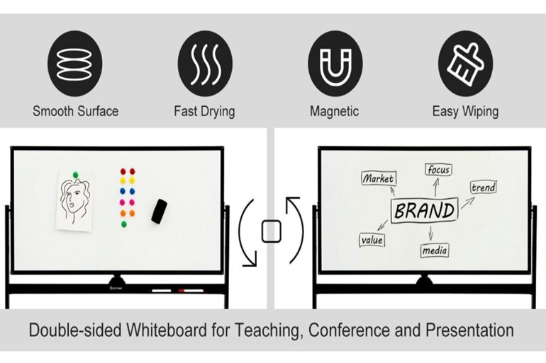 Double-Sided Magnetic Mobile Whiteboard with Magnets Pens and Eraser