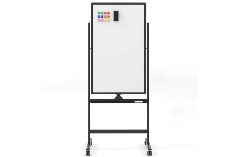 Reversible Rolling Whiteboard with Black Markers and Board Eraser