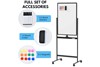 Reversible Rolling Whiteboard with Black Markers and Board Eraser
