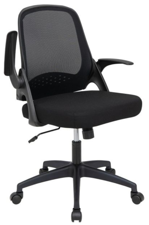 View Black Heavy Duty Mesh Home Office Chair Single Lever Height Back Recline Deeply Padded Seat Folding Arms Tension Control Knob Weight Teste information