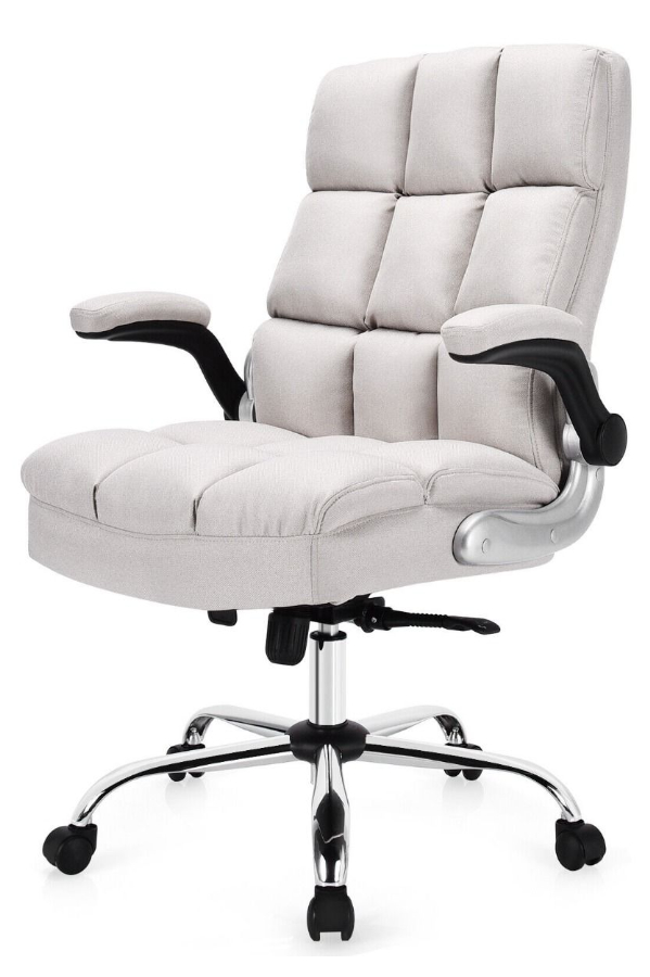 View Beige Lucas High Back Executive Office Chair Weight Tested to 135kg Folding Arms Deeply Padded Seat Back And Arms information