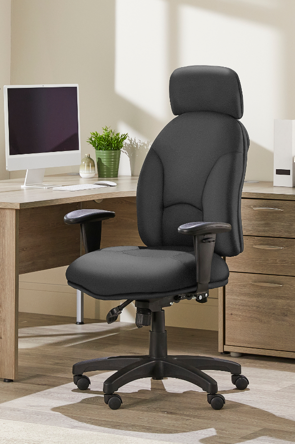 View Black Leather Bariatric 24hour Ergonomic Operator Office Chair 28 Stone Weight Tested Adjustable Height Tilting Backrest Deeply Padded Seat information