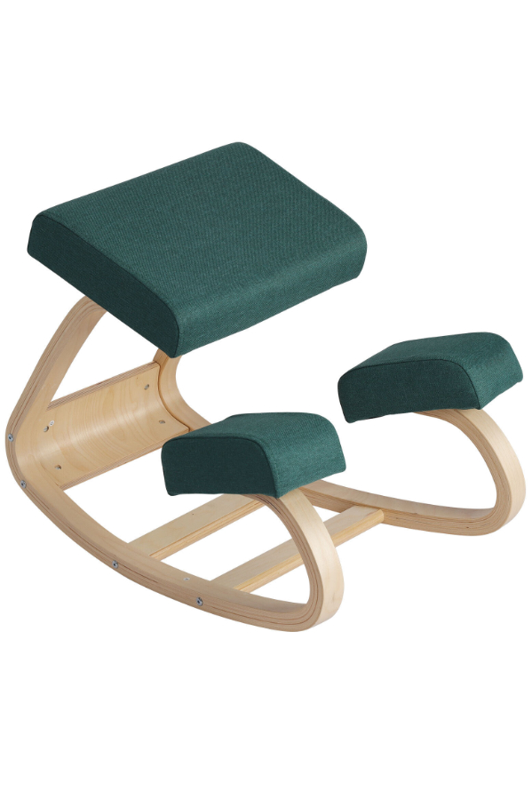 View Green Wooden Ergonomic Home Office Rocking Posture Kneeling Chair Deeply Padded Support Cushion Ergonomic Kneeling Office Stool Hardwood Frame information