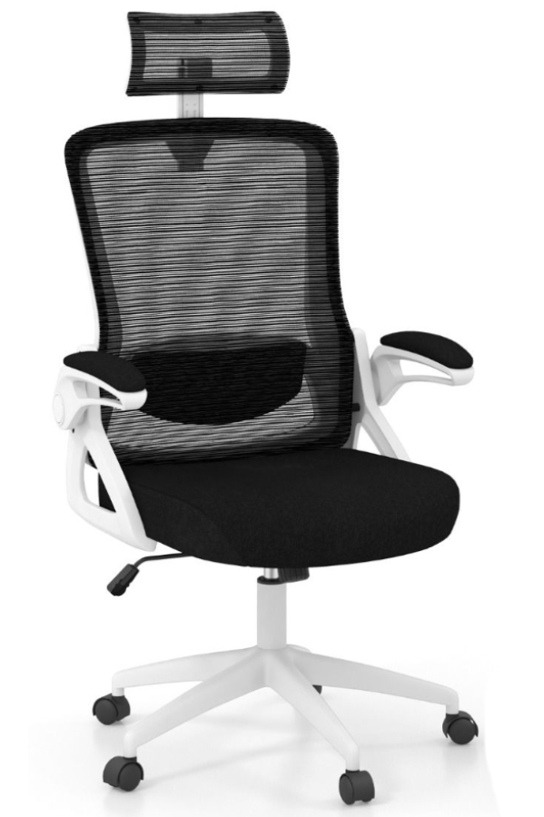 View Colton Ergonomic Mesh Home Office Chair FlipUp Padded Folding Arms Deeply Padded Seat Breathable Mesh Backrest Weight Tested to 150kg information