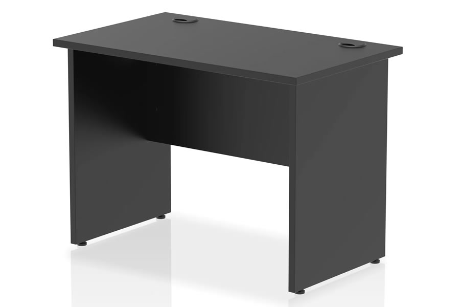 View Optima Black Small Rectangular Home Office Study Desk W1000cm x D60cm Panel Base Frame Levelling Feet Scratch Resistant Surface information