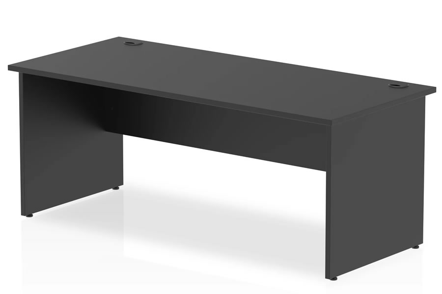 View Optima Black Small Rectangular Home Office Study Desk W100cm x D80cm Panel Base Frame Levelling Feet Scratch Resistant Surface information