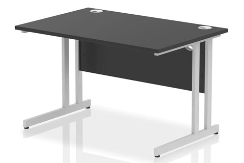 Optima Black 120cm x 80cm Rectangular Desk With Silver Cantilever Legs