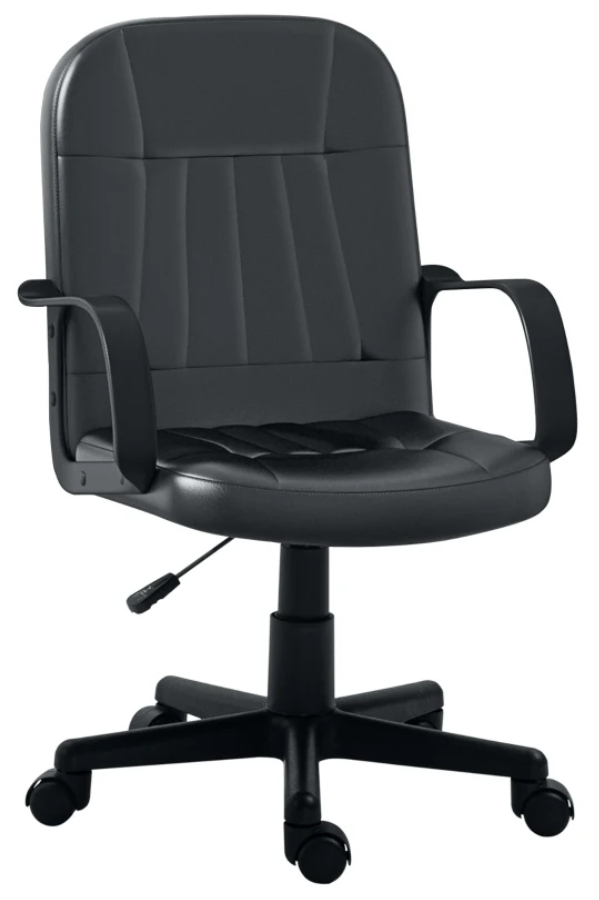View Laval Black PU Leather Executive Home Office Chair Weight Tested to 150kg Fixed Arms Deeply Padded Seat Back And Arms information