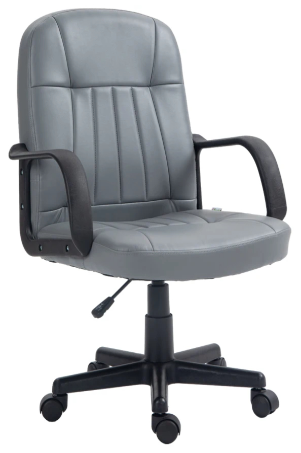 View Laval Grey PU Leather Executive Home Office Chair Weight Tested to 150kg Fixed Arms Deeply Padded Seat Back And Arms information