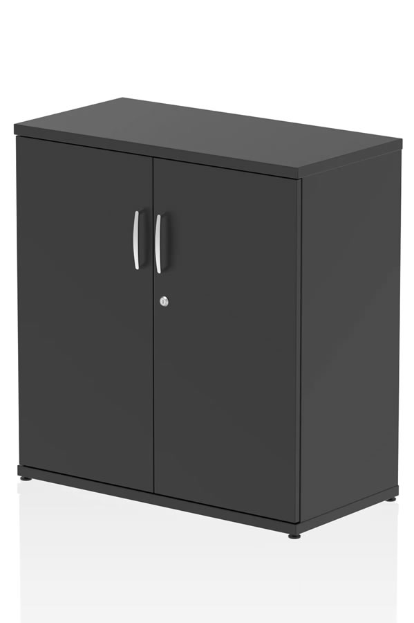 View Optima Black 80cm High Office Cupboard One Adjustable Shelf Adjustable Feet Fully Lockable Doors Metal To Metal Fixings 5Year Guarantee information