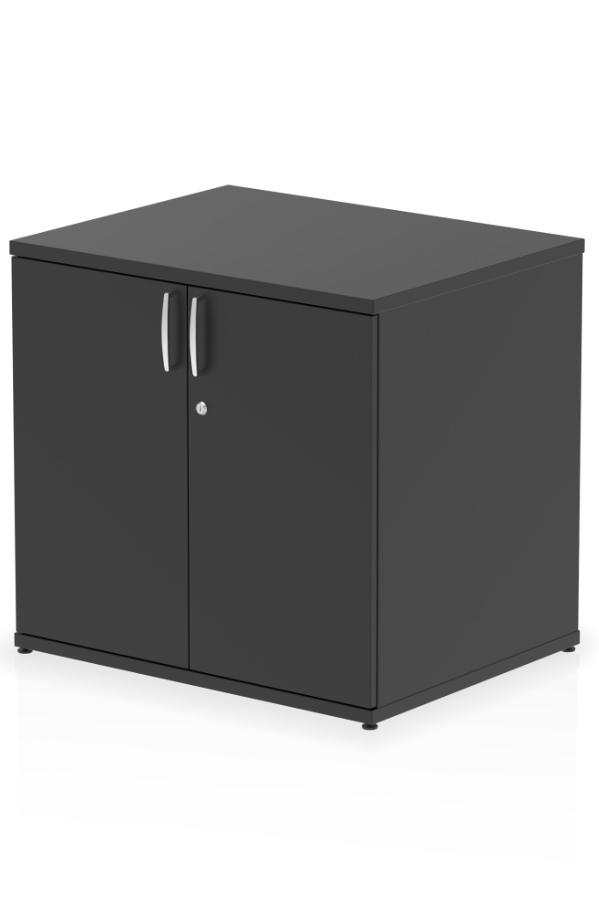 View Optima Black High Home Office Two Locking Door Cupboard Two Keys Supplied 73 cm High x 80cm Wide Levelling Feet One Adjustable Shelf information