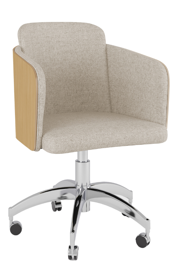 View The San Francisco Oak Fabric Office Chair Is Crafted From Robust Veneer Enhanced By A FiveStar Chrome Base That Incorporates A HeightAdjustment Me information