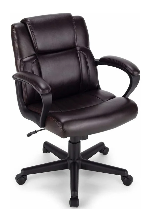 View Admiral Dark Brown Heavy Duty Ergonomic PU Leather Home Office Chair Weight Tested to 150kg Deeply Padded Seat Back Padded Fixed Armrests information