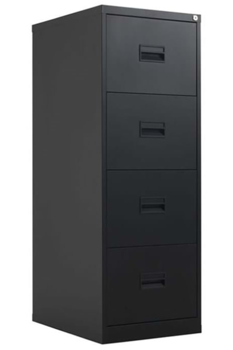 View Four Drawer Metal Black Office Filing Cabinet Locking Anti Tilt information