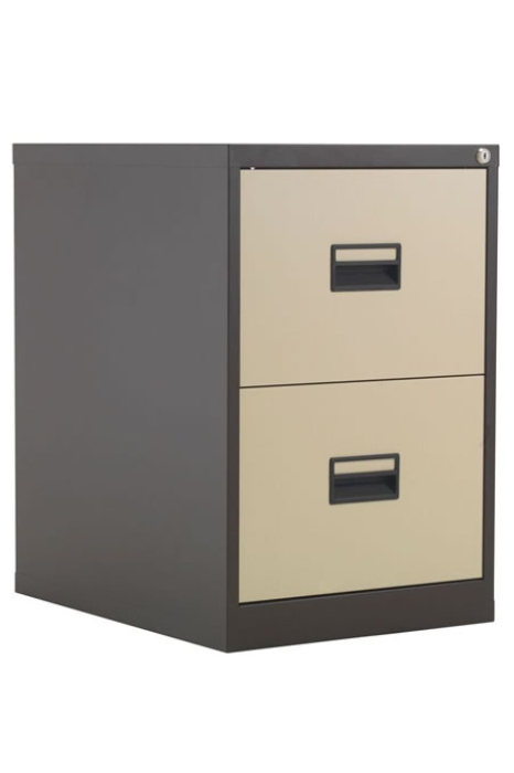 View 2 Drawer Steel Locking Filing Cabinet Grey Full Extending Easy Glide Drawers A4 Or Foolscap Files Card Labelling On Handles Fully Assembled information