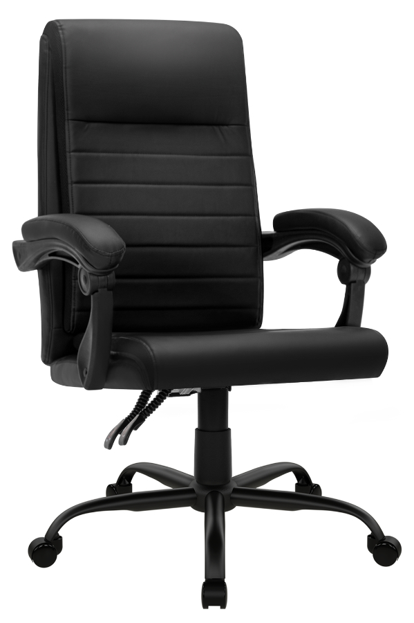 View Sidbury Heavy Duty Black Leather Home Office Chair Weight Tested To 180kg 90135 Backrest Recline Deeply Padded Seat Backrest Fixed Arms information
