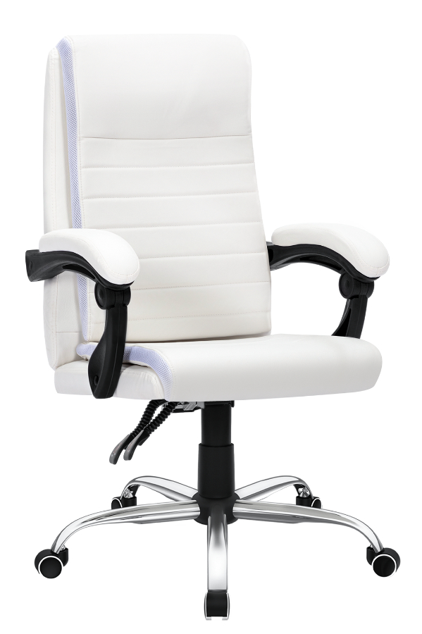 View Sidbury Heavy Duty White Leather Home Office Chair Weight Tested To 180kg 90135 Backrest Recline Deeply Padded Seat Backrest Fixed Arms information