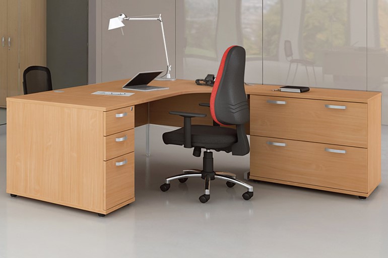 Price Point Beech Cantilever Corner Desk