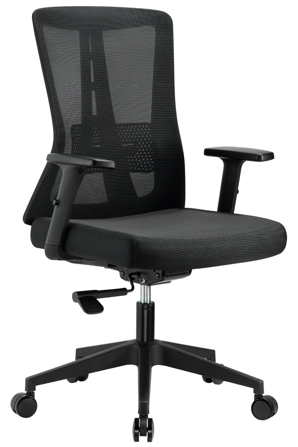 View Oxford Black Mesh Office Chair Breathable Mesh Backrest Lumbar Support Padded Fabric Seat Height Adjustable TArms 110kg Weight Capacity information
