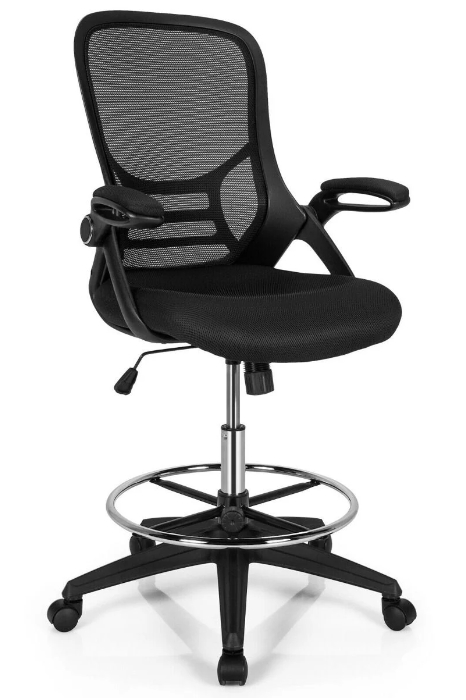View Black Mesh Remi Draughtsman Chair Height Adjustable Reclining Backrest BuiltIn Lumbar Sponge Seat Cushion FlipUp Armrests HeavyDuty Bas information