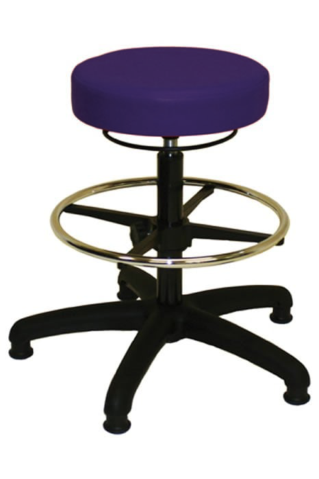 View Blue Anatomic Vinyl D Ring Stool Adjustable Height Wiped Clean information