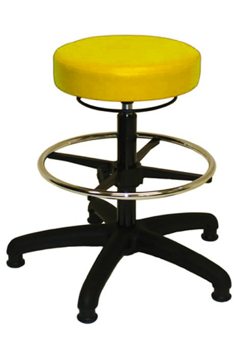 View Yellow Anatomic Vinyl D Ring Stool Adjustable Height Wiped Clean information