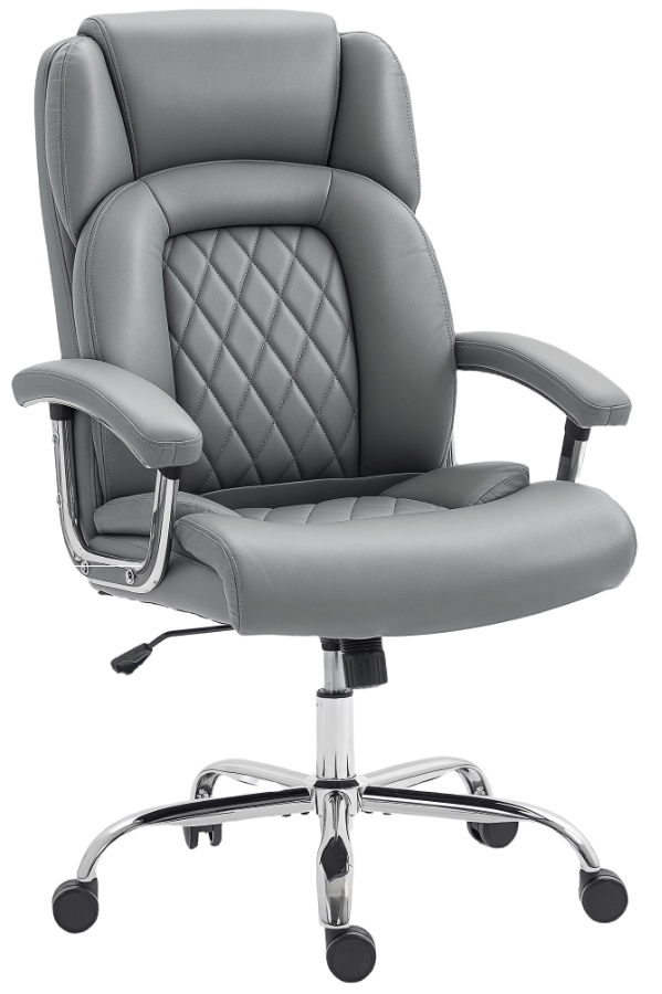 View Fortis HeavyDuty Grey PU Leather Bariatric Office Chair 180kg Weight Capacity Sculpted Backrest With Integrated Headrest SprungLoaded Seat information