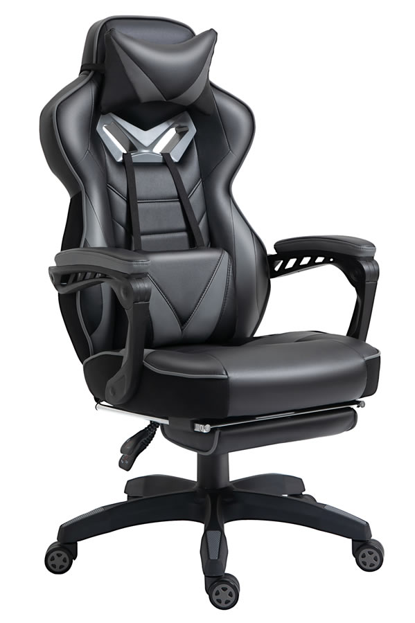 View Black Grey Leather Phoenix Gaming Chair information