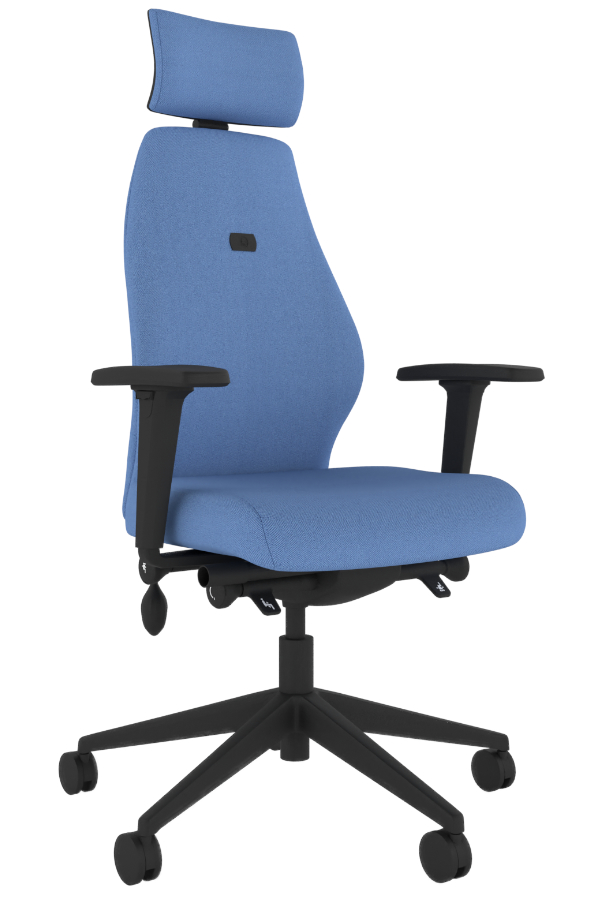 View Positive Posture Blue Fabric 24Hour Office Chair Ratchet Height Adjustable Back Inflatable Lumbar Adjustable Headrest 178kg Weight Capacity information