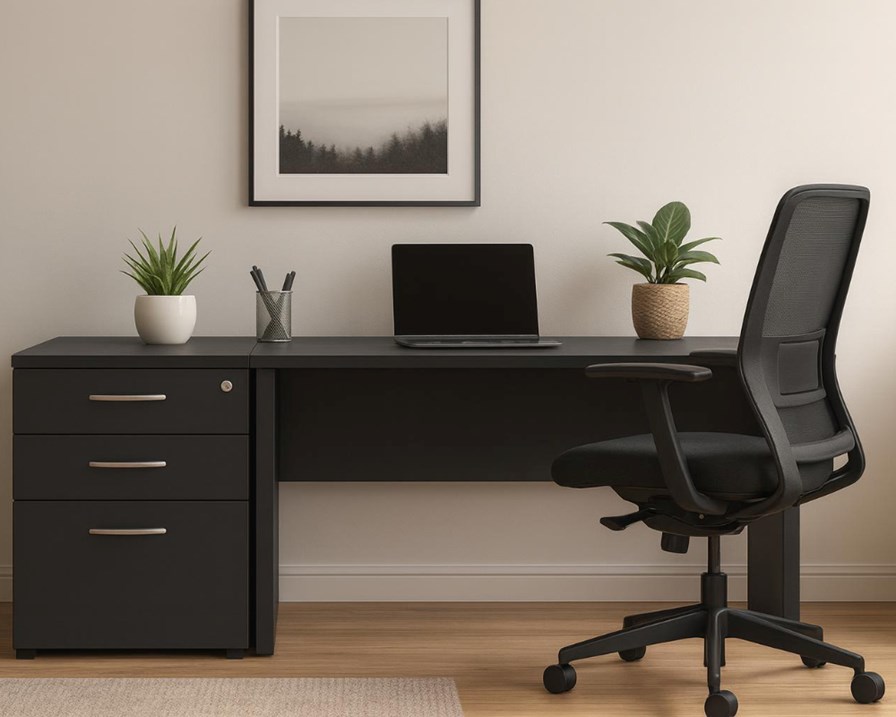 Optima Black Desk High Pedestal