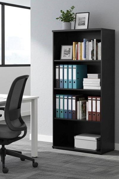 Optima Black 1600 Office Bookcase