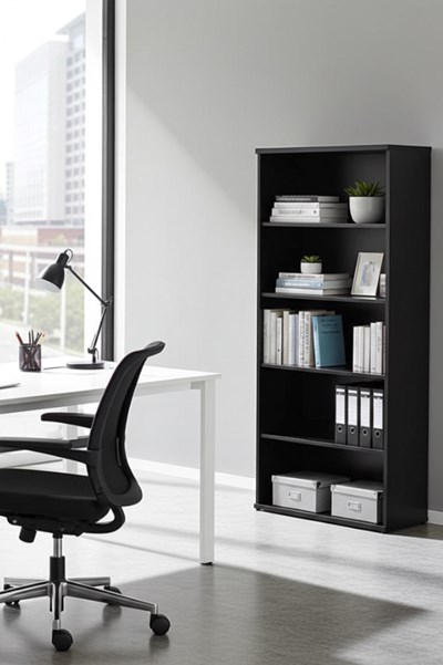 Optima Black 2000 Office Bookcase