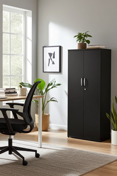 Optima Black Tall Office Cupboard