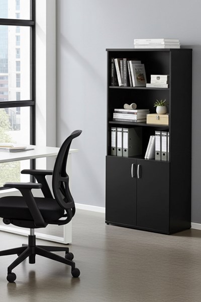 Optima Black Open Shelf Cupboard