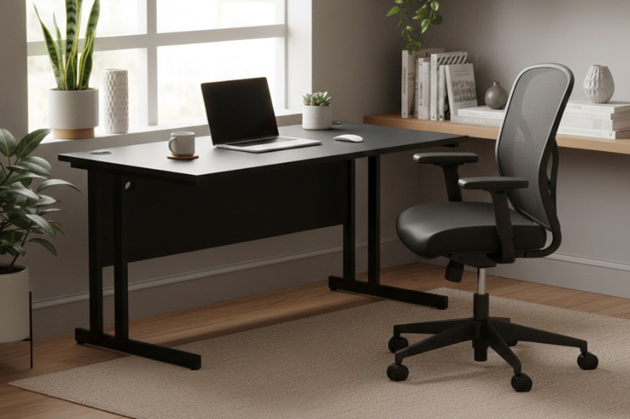 Optima Black Rectangular Cantilever Desk