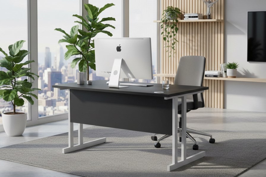 Optima Black Rectangular Cantilever Desk