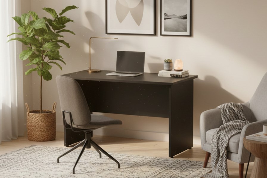 Optima Black Rectangular Panel End Desk